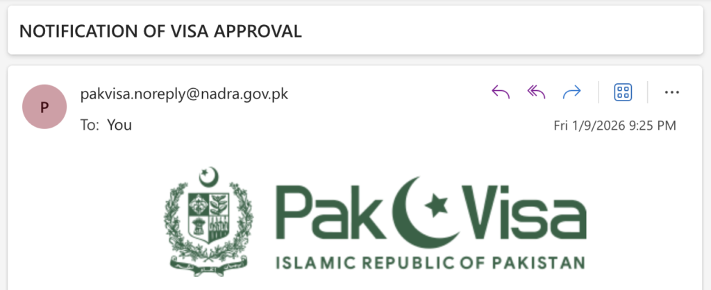 visa approval email pakistan e-visa